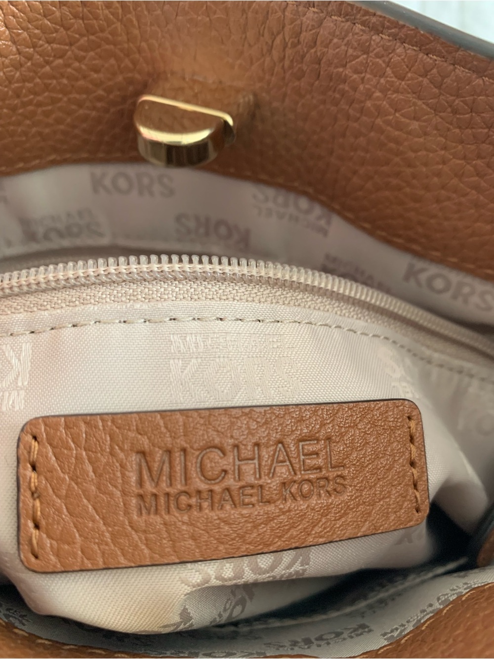 Michael Kors Tan Brown Leather Studded Shoulder Bag Purse with Gold Hardware - Picture 14 of 14